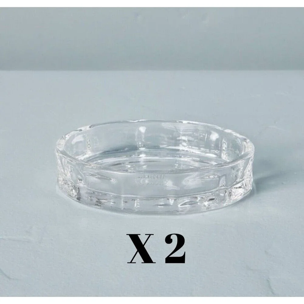 Set of 2 Sculpted Clear Glass Soap Trinket Dish - Hearth & Hand With Magnolia